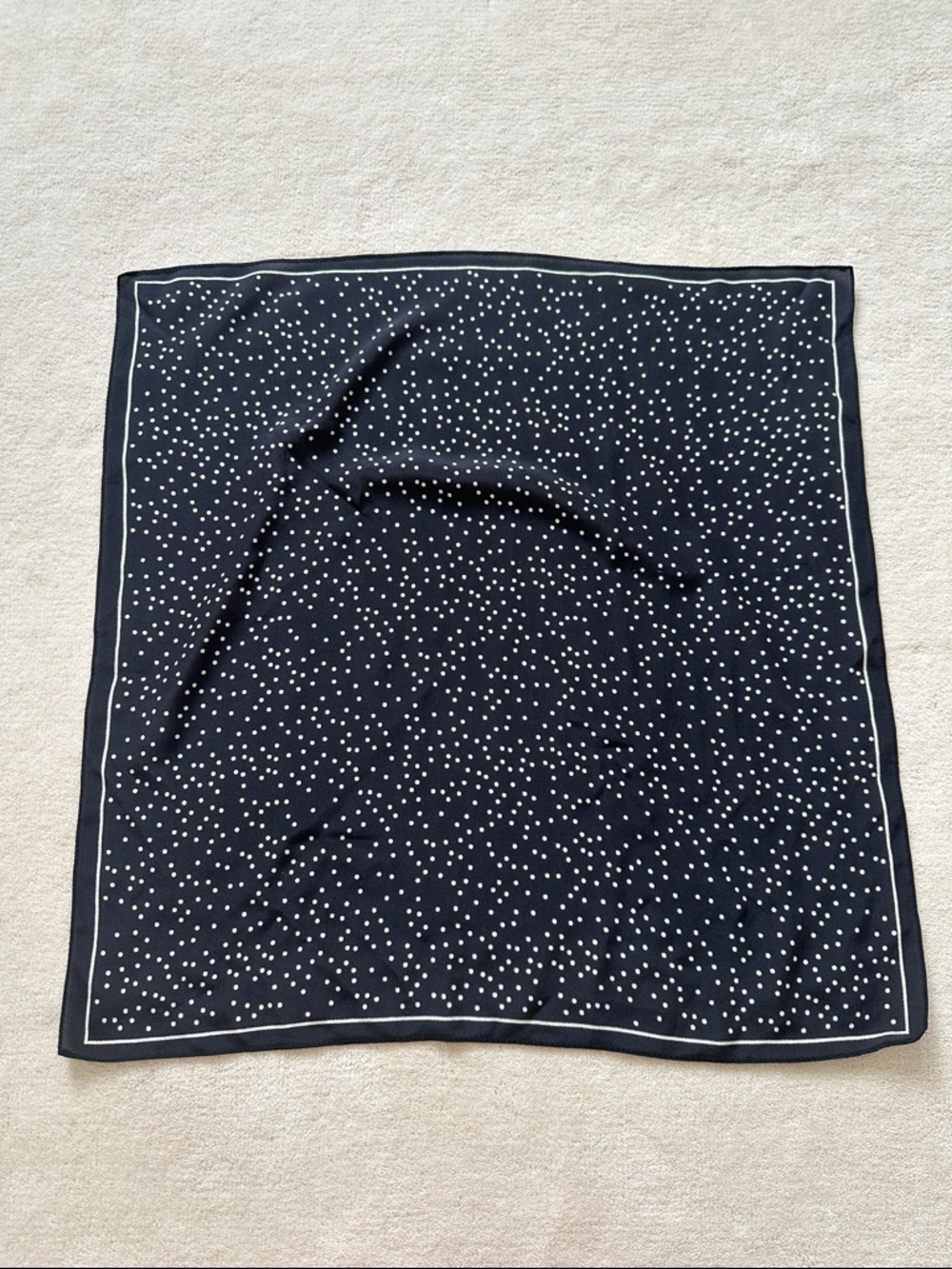Madewell Black and White Polka Dot Square Silk Scarf